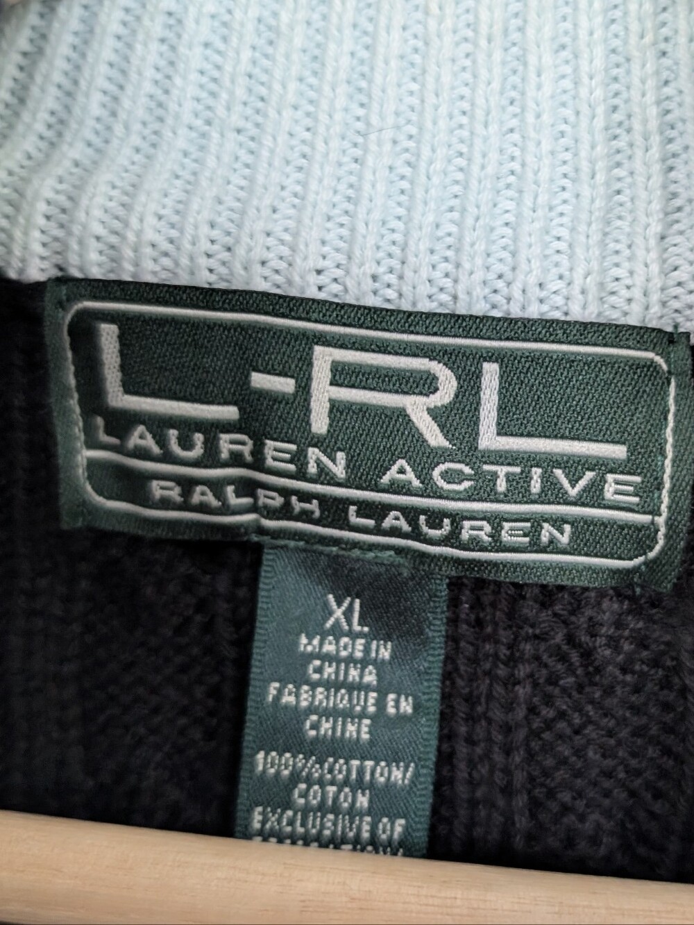 Lauren Ralph Lauren Active Black Full Zip Cable Knit Sweater Size XL Crest - Picture 4 of 10